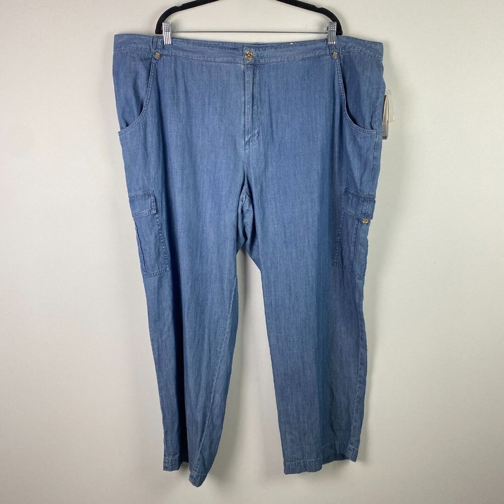 Michael Kors Ankle Cargo Chambray Denim Pants Womens 24W
